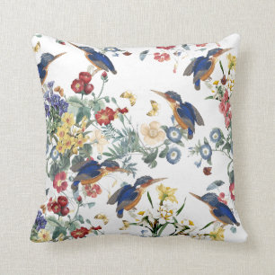 Kingfisher Bird Butterfly Garden Flower Pillow Kussen