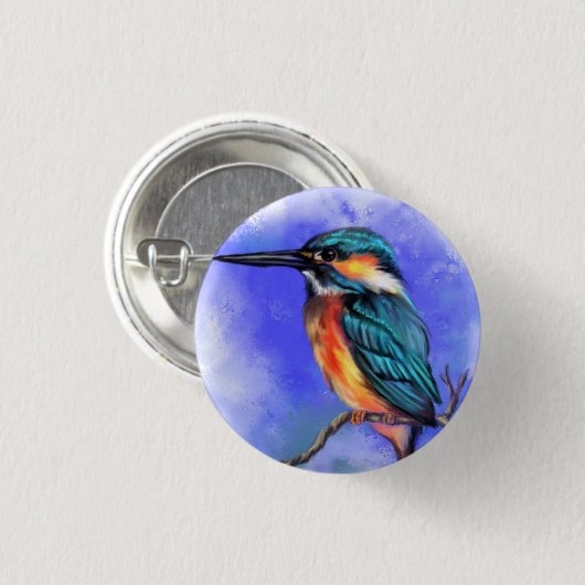 Kingfisher Bird Button - Schilderen (Voorkant /achterkant)
