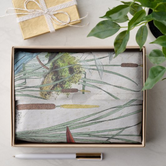 Kingfisher Bird Cattail Pond Wildlife Weefpapier Tissuepapier (Geschenk)