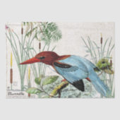 Kingfisher Bird Cattail Pond Wildlife Weefpapier Tissuepapier (Voorkant)