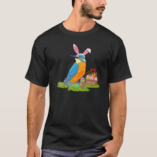 Kingfisher Bird Easter Egg Hunting Bunny Kingfishe T-shirt (Voorkant)