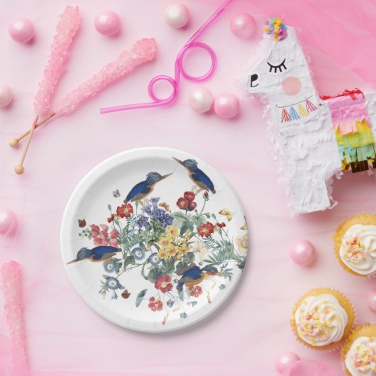 Kingfisher Bird Flower Butterfly Paper Bord (Feest)