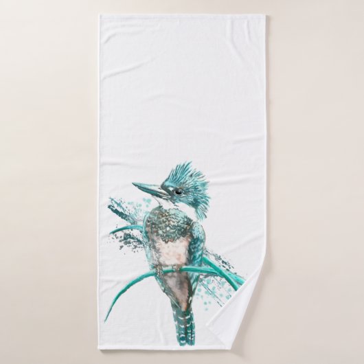 Kingfisher Bird Graphic Art Wildlife Animal Art Badhanddoek (Badhanddoek)