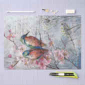 Kingfisher Bird Pink Flower French Decoupage Craft Tissuepapier (Craft)