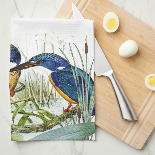 Kingfisher Bird Pond Wildlife Animal Kitchen Towel Theedoek (Quarter Fold)