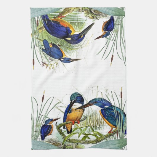 Kingfisher Bird Pond Wildlife Animal Kitchen Towel Theedoek (Verticaal)