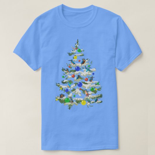 Kingfisher Bird rond de kerstboom Chr. T-shirt (Design voorkant)