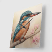 Kingfisher Bird Vierkante Klok (Hoek)