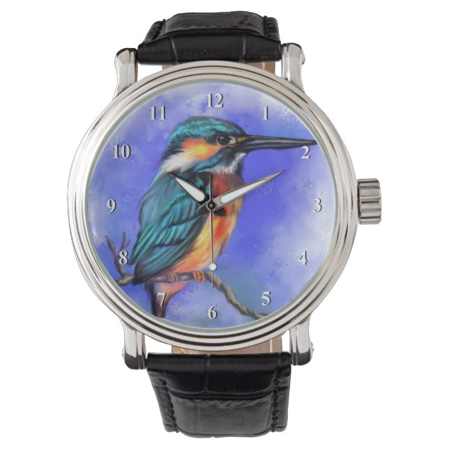 Kingfisher Bird Watch Horloge (Voorkant)