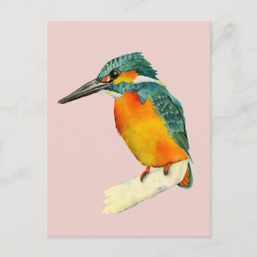 Kingfisher Bird Waterverf Painting Briefkaart (Voorkant)