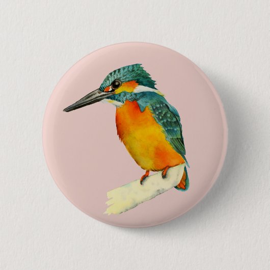 Kingfisher Bird Waterverf Painting Ronde Button 5,7 Cm (Voorkant)