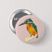 Kingfisher Bird Waterverf Painting Ronde Button 5,7 Cm (Voorkant /achterkant)