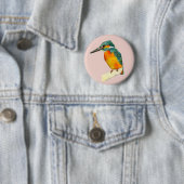 Kingfisher Bird Waterverf Painting Ronde Button 5,7 Cm (In situ)