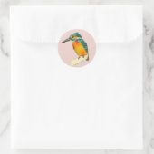 Kingfisher Bird Waterverf Painting Ronde Sticker (Tas)