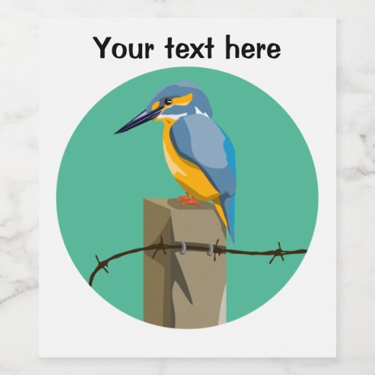 Kingfisher Bird Wijn Etiket (Enkel label)