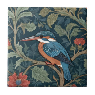 Kingfisher Bird William Morris stijl Links tegenov Tegeltje