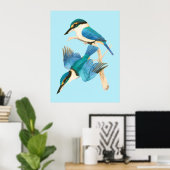 Kingfisher Birds Blue Waterverf Poster (Thuiskantoor)