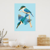 Kingfisher Birds Blue Waterverf Poster (Keuken)