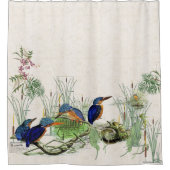Kingfisher Birds Cattails Pond Shower Curtain Douchegordijn (Voorkant)