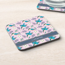  Kingfisher Birds Floral Pattern roze naam