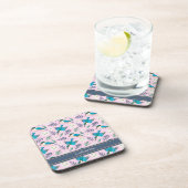  Kingfisher Birds Floral Pattern roze naam Bier Onderzetter (Rechterzijde)