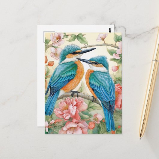 Kingfisher bluebirds briefkaart (Voorkant / Achterkant in situ)