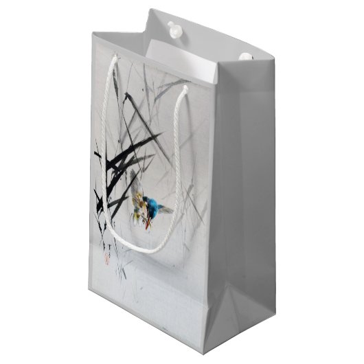 Kingfisher Catching Fish between Reeds, Seitei Klein Cadeauzakje (Voorkant Gekanteld)