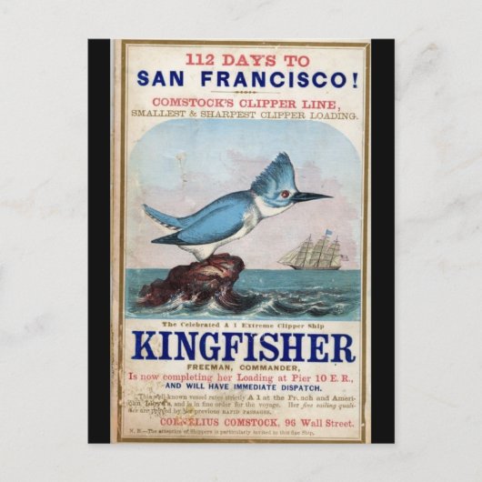 Kingfisher Clipper zeilschip 1855 Briefkaart (Voorkant)