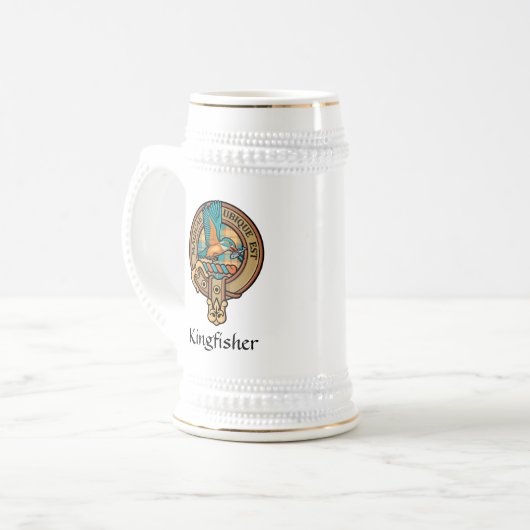 Kingfisher Crest over Tartan Beer Stein Bierpul (Voorkant links)