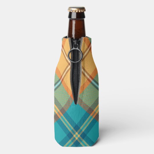 Kingfisher Crest over Tartan Bottle Cooler (Fles Achterkant)