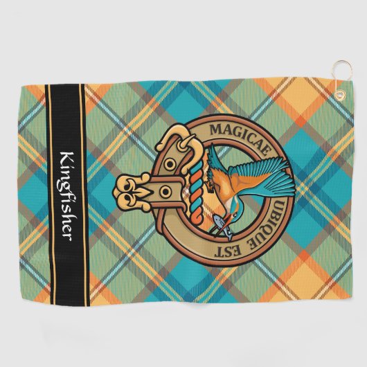 Kingfisher Crest over Tartan Golfhanddoek (Horizontaal)