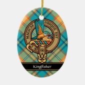 Kingfisher Crest over Tartan Keramisch Ornament (Voorkant)