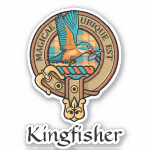 Kingfisher Crest over Tartan Sticker