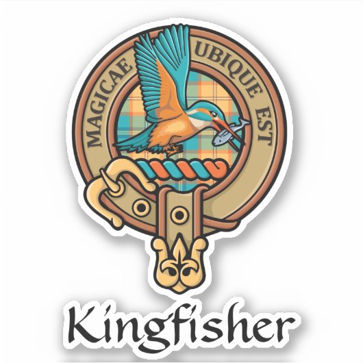 Kingfisher Crest over Tartan Sticker (Voorkant)