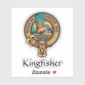 Kingfisher Crest over Tartan Sticker (Vel)