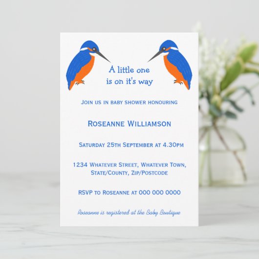 Kingfisher Design Baby shower Kaart (Staand voorkant)