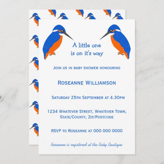 Kingfisher Design Baby shower Kaart (Voorkant / Achterkant)