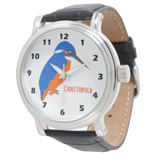 Kingfisher Design Gewoon naam toevoegen Horloge