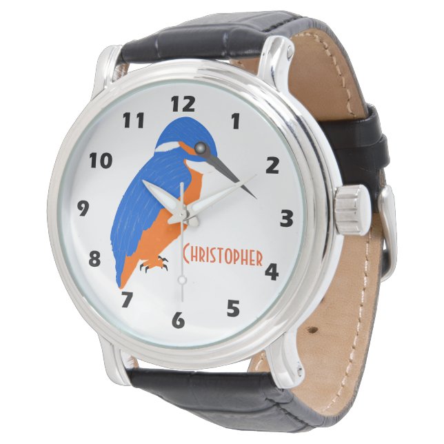 Kingfisher Design Gewoon naam toevoegen Horloge (Gekanteld)