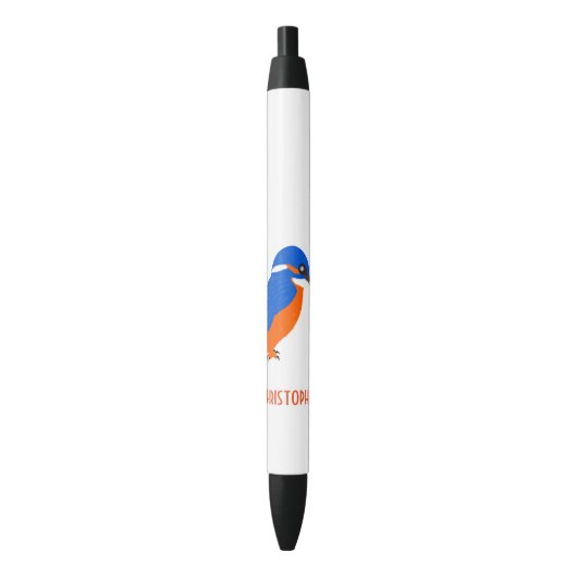 Kingfisher Design Gewoon naam toevoegen Zwarte Inkt Pen (Voorkant Verticaal)