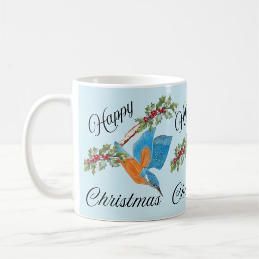 Kingfisher Diving Christmas Coffee Mok (Links)