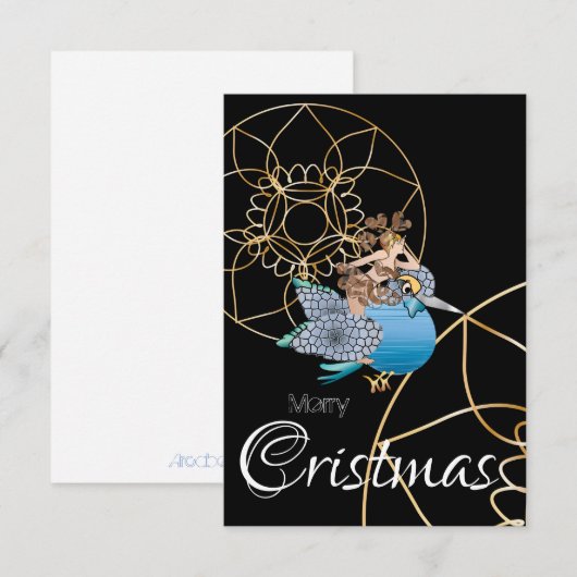 Kingfisher e le fatine del Natale Merry cristmas I Kaart (Voorkant / Achterkant)