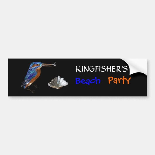 KINGFISHER, Electric Blue, Black Bumpersticker (Voorkant)