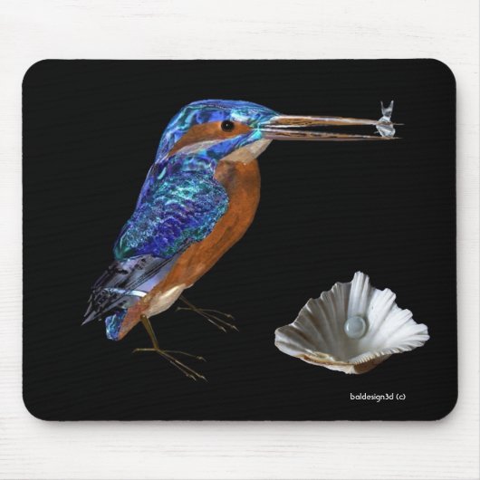 KINGFISHER, Electric Blue, Black Muismat (Voorkant)