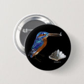 KINGFISHER, Electric Blue, Black Ronde Button 5,7 Cm (Voorkant /achterkant)