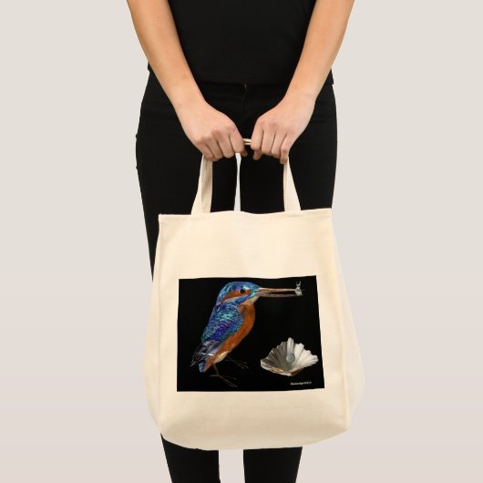 KINGFISHER, Electric Blue, Black Tote Bag (Voorkant (product))