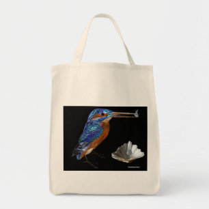 KINGFISHER, Electric Blue, Black Tote Bag