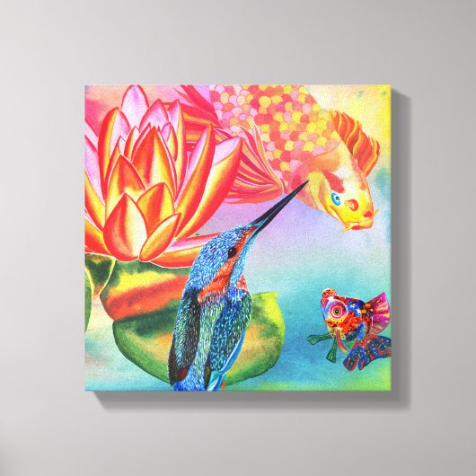 Kingfisher en Goldfish canvas print (Voorkant)