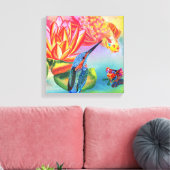 Kingfisher en Goldfish canvas print (Insitu (Woonkamer))