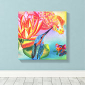 Kingfisher en Goldfish canvas print (Insitu (Houten vloer))